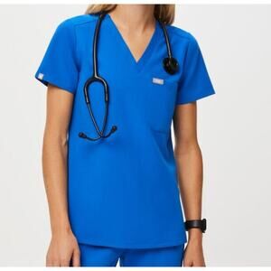 FIGS Catarina One-Pocket V-neck Short Sleeve Scrub Top FW1000 Royal Blue XXL